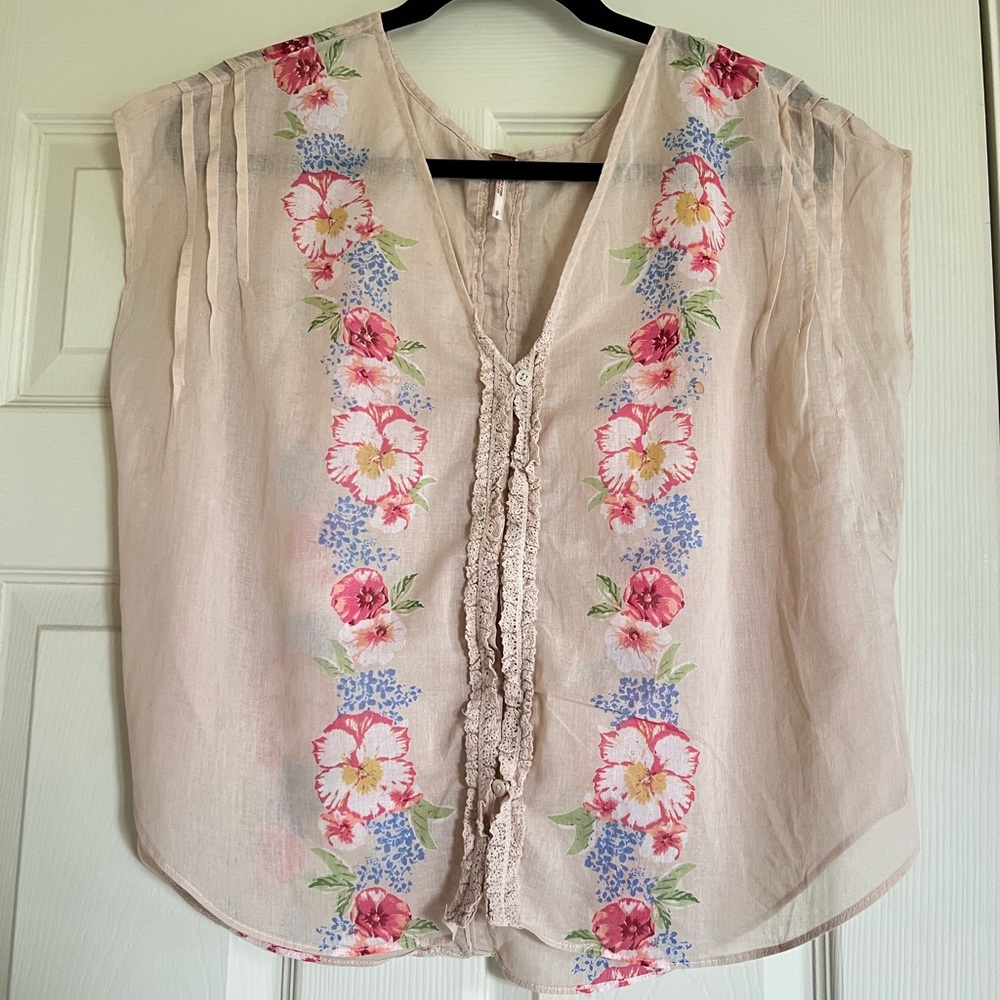 Free People Sheer Floral Women's Top